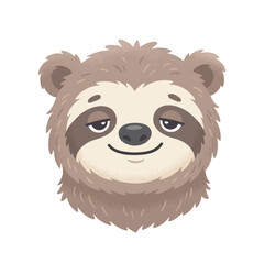 Fototapeta premium Vector illustration of a cute sloth face, with a friendly and relaxed expression, perfect for charming and whimsical designs
