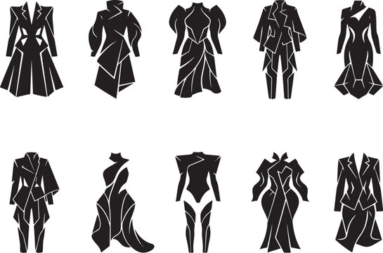 Abstract Fashion Silhouette Collection &ndash; Modern Geometric Outfit Art