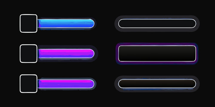 progress bar icons with neon fill blue and purple