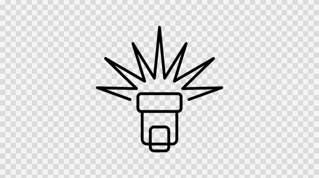 Camera flash symbol vector icon for photography and graphic design projects on transparent background