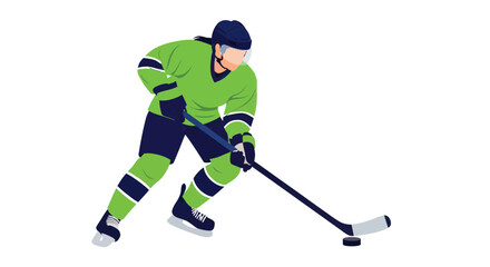 Fototapeta premium Ice Hockey Player Skating with Stick and Puck, Sports Action Illustration
