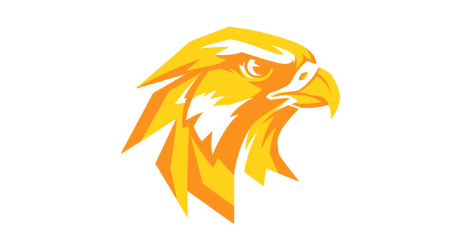 Golden Eagle Head Graphic Icon, Abstract Geometric Style, White Background
