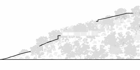 Fototapeta premium hillside building silhouette with landscape architectural section