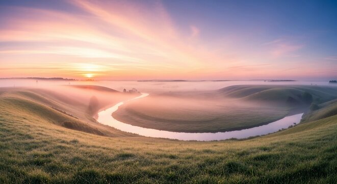 River landscape dawn