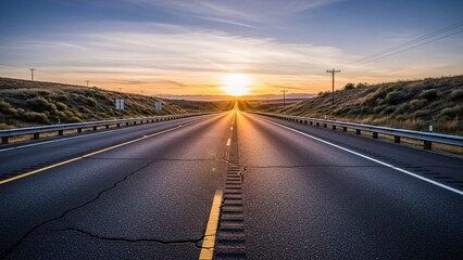 Obraz premium Sunrise over empty highway
