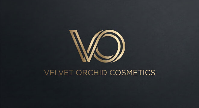 Luxury monogram VO letters logo template, elegant metallic gold line art icon for premium fashion cosmetic and beauty brand identity