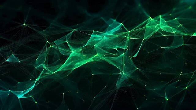 Digital green black network geometric abstract background