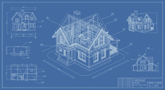 Detailed Architectural Blueprint of a Modern House Design.