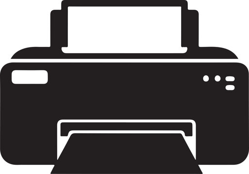 Black printer icon on gray background isolated on transparent background, Vector