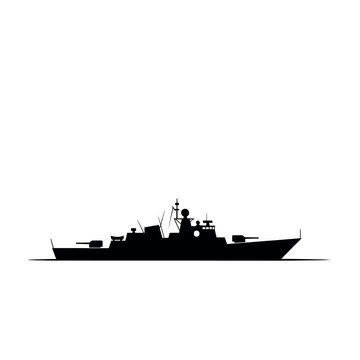 Silhouette of a Military Warship Vessel.