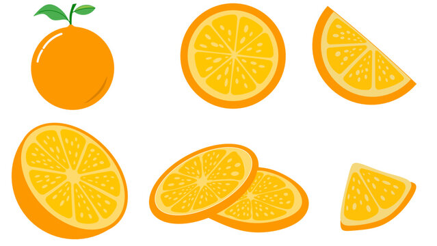 slice of orange on white background, slice orange fruits illustration. Freshness orange fruits	