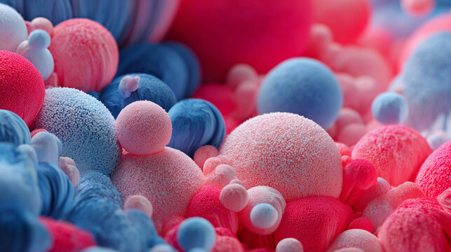 Playful 3D abstract background with puffy soft squishy shapes