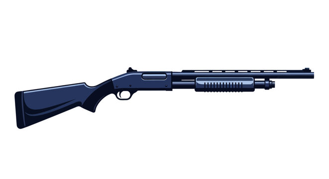 Tactical Pump-Action Shotgun - Black Firearm Illustration
