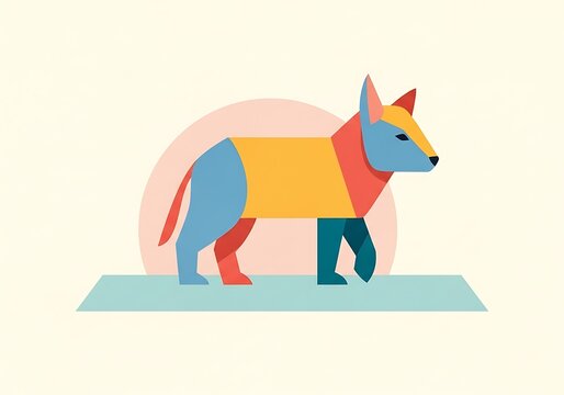 Colorful Geometric Dog Illustration for Kids.