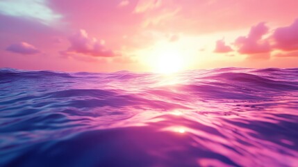 Obraz premium Vibrant sunset colors reflect on tranquil ocean waters during golden hour, creating a serene seascape.