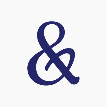 Elegant blue ampersand symbol with subtle world map texture inside