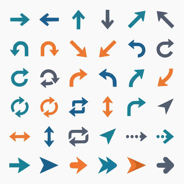 Collection of various arrow icons in different directions and styles