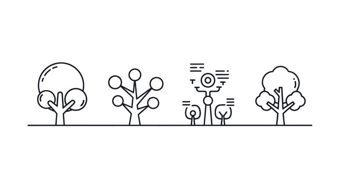 Outlined trees vector illustration