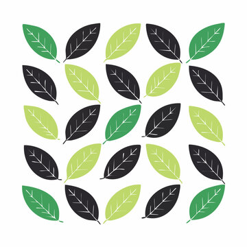 Pattern of Black and Green Leaves