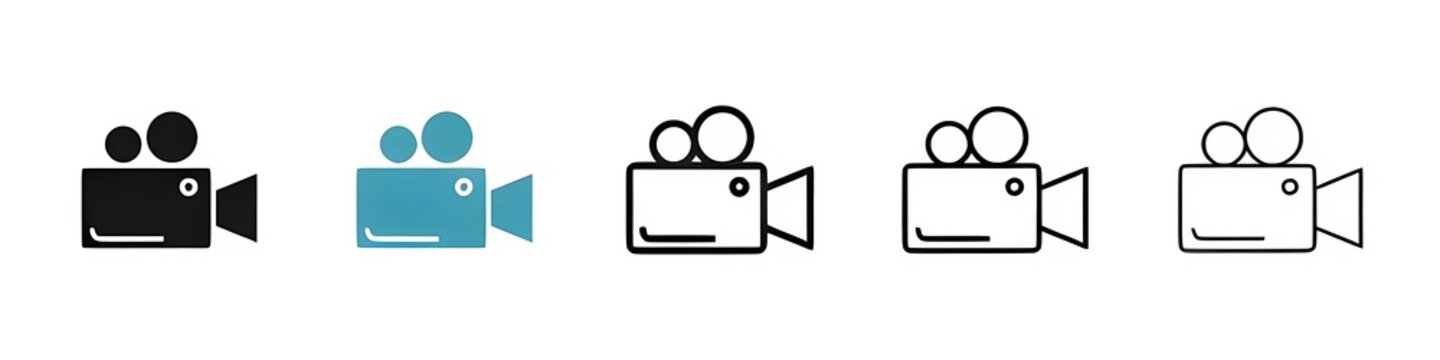 Video camera line icon set. movie video recording camera sign for Ui designs. Thin line customizable illustration. Contour symbol. Vector isolated outline drawing. Editable stroke