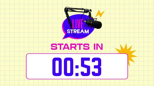 Animated Live Stream Countdown with Microphone Icon