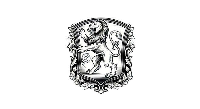 Heraldic Lion Crest Emblem Badge Vintage Style Illustration