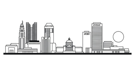 Fototapeta premium Columbus Ohio Skyline Vector Illustration - Cityscape Line Art