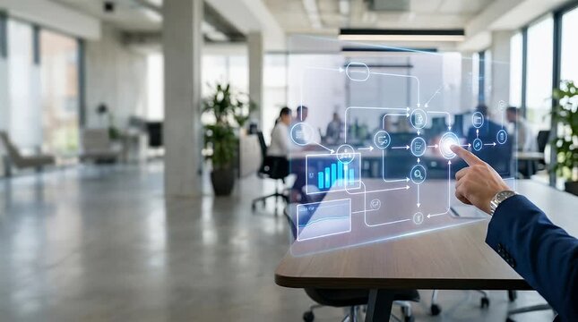 Interactive Holographic Interface in Modern Office Setting