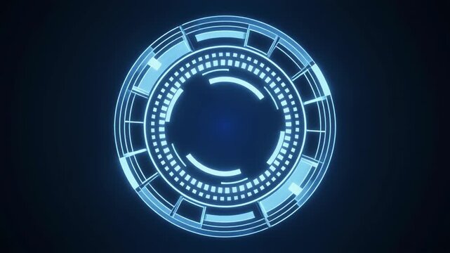 The Blue-White Encryption Seal. Digital data. A geometric animation of a complex circular encryption seal that continuously rotates and reconfigures its internal components, glowing with a soft light.