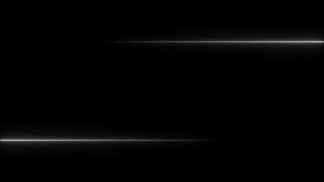 Neon white glowing frame borders with horizontal line animation on dark background footage.