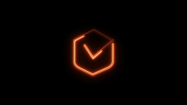 Neon medical tick icon animation. 