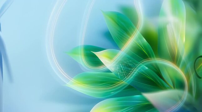 Serene Abstract Background With Green Leaves and Gentle Swirls