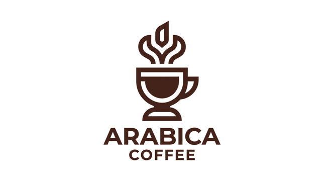 Arabica Coffee Logo Design with Steaming Cup.