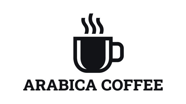Arabica Coffee Logo Design with Steaming Cup.