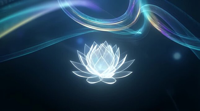 Glowing Digital Abstract Data Visualization with Holographic Elements