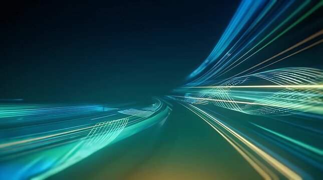 Futuristic Digital Landscape with Glowing Lines and Patterns