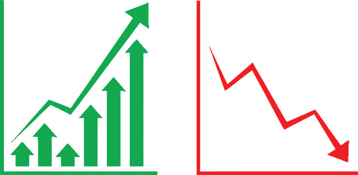 Growth and decline trend arrows illustration Vector