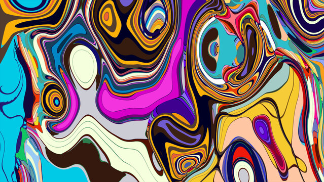 Colorful abstract swirl pattern with vibrant psychedelic design