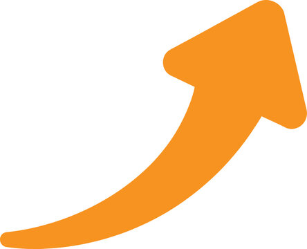 Bright orange upward curved arrow icon Vector