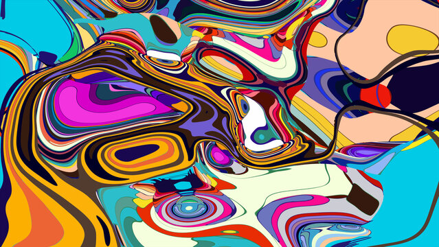 Vibrant abstract digital artwork with colorful swirling patterns