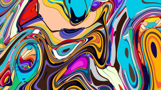 Vibrant Abstract Colorful Swirl Pattern with Dynamic Shapes