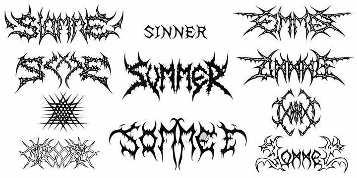 metal band logo designs with thorns and spikes black and white