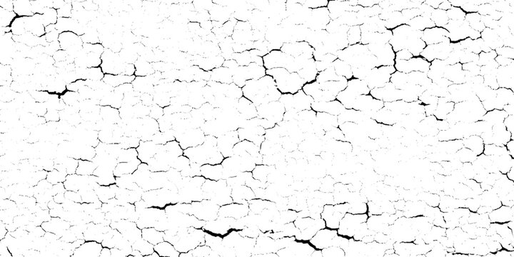 Cracked grunge texture background with black lines on white surface, Dry ground pattern for design and decoration