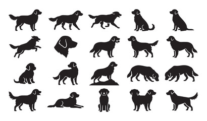 Fototapeta premium Golden Retriever Silhouette Set