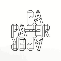 Obraz premium Paper Word Art: A striking typographic composition spells out the word PAPER using geometric lines and shading, creating a visually engaging abstract design.
