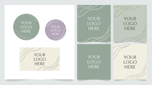 Modern pastel social media branding templates for cohesive online presence, featuring abstract wavy design elements and customizable logo placeholders