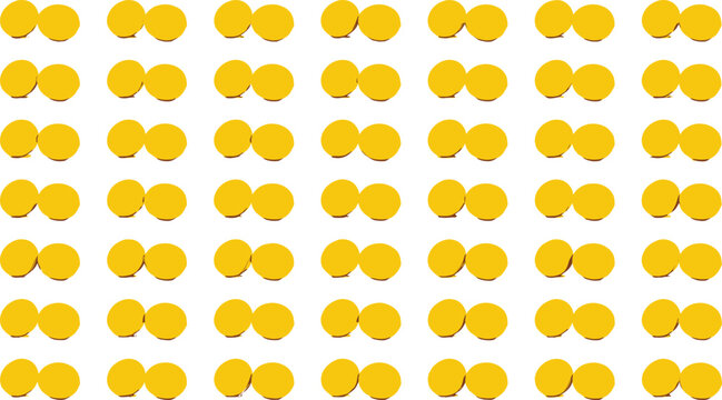 Seamless pattern of fresh yellow apricots or plums cut in half showing smooth texture isolated on solid white background for textile design