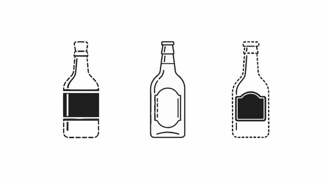 Beverage bottle outlines with customizable label designs