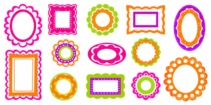 colorful retro frame set vector illustration on white background