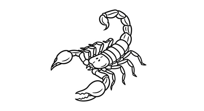 Scorpion Insect Arachnid Black Outline Drawing.